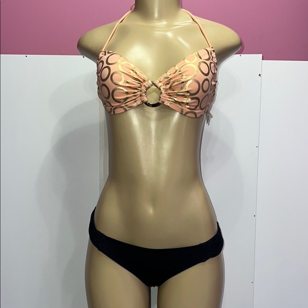 Victoria's‎ Secret orange Sauce and Black Bikini with Ruching zs M